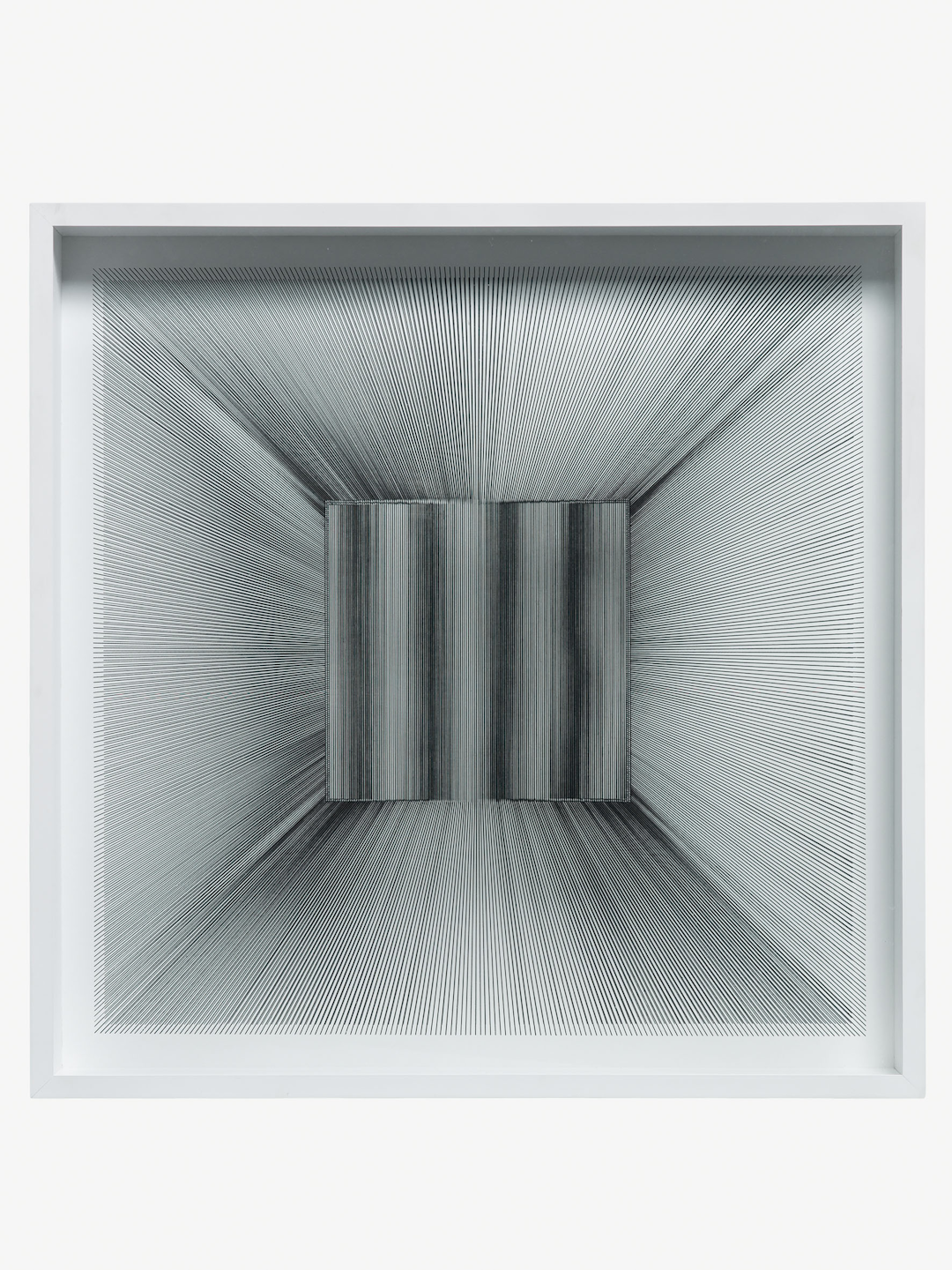 Kunstwerk »Strahlenmotiv m stereo skopischem Quadrat« von Ludwig Wilding (Vorschau)